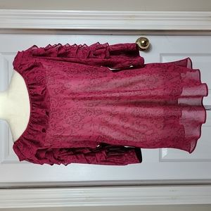 Elle Sexy Boatneck Ruffle Blouse